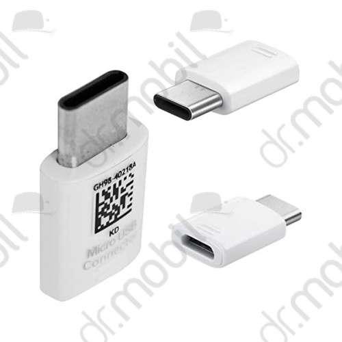 Univerzális adapter MicroUSB > Type (USB-C) (microUSB - Type-C, OTG, adatátvitel és töltés) fehér
